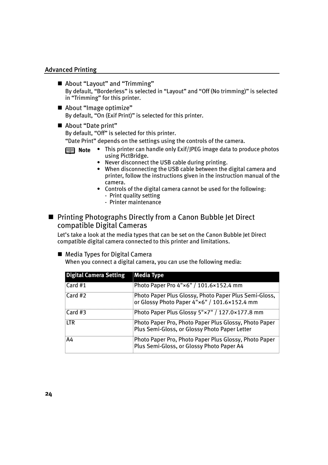 Canon IP2000 quick start „ About Image optimize 