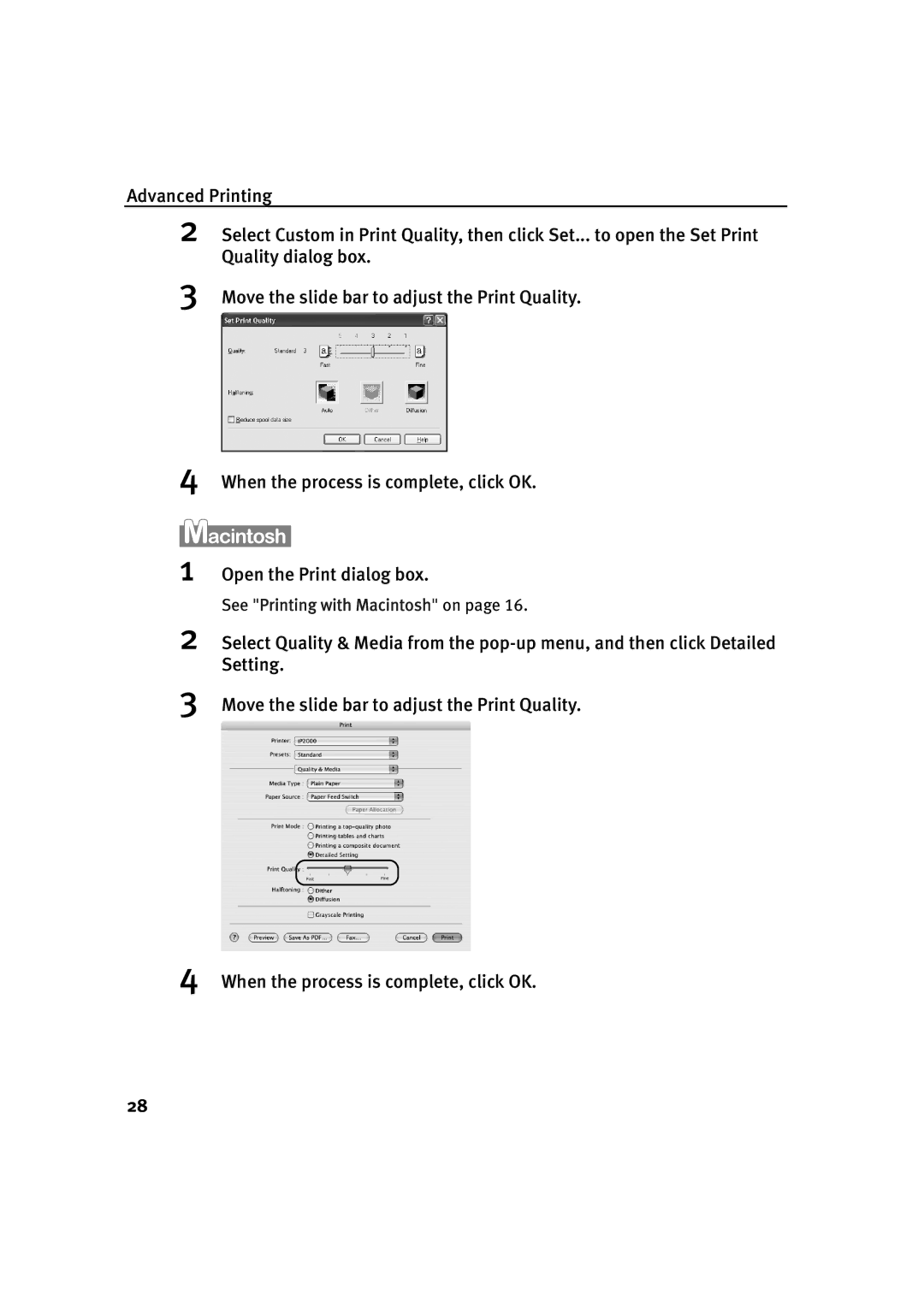 Canon IP2000 quick start See Printing with Macintosh on 