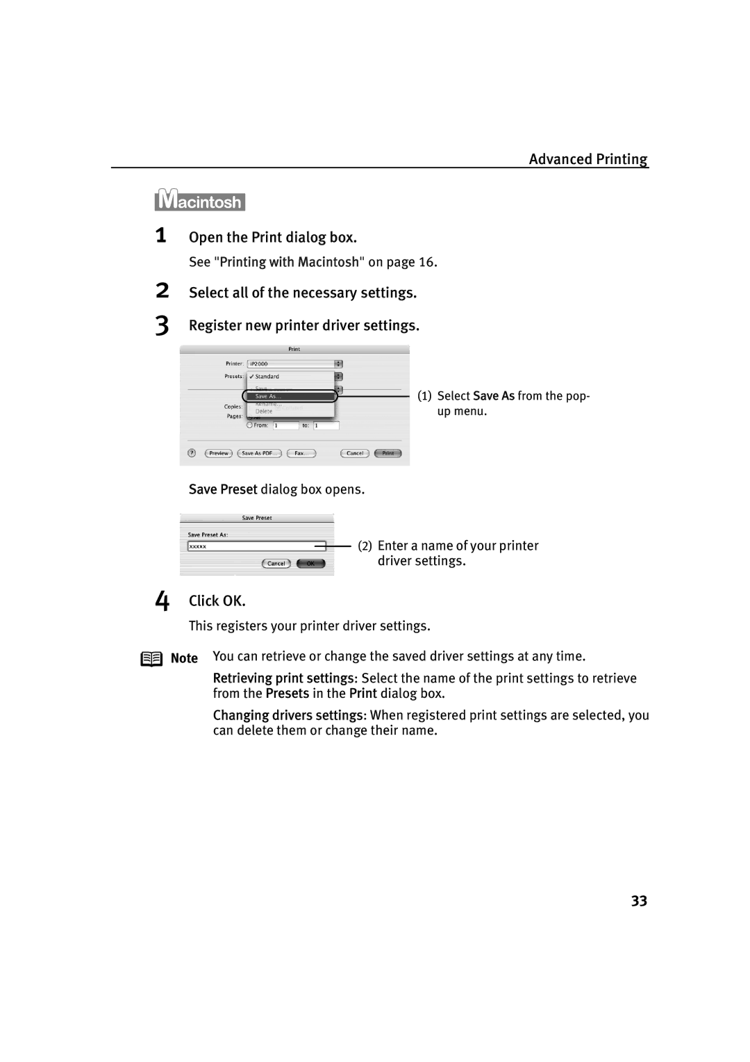 Canon IP2000 quick start Advanced Printing Open the Print dialog box, Click OK 