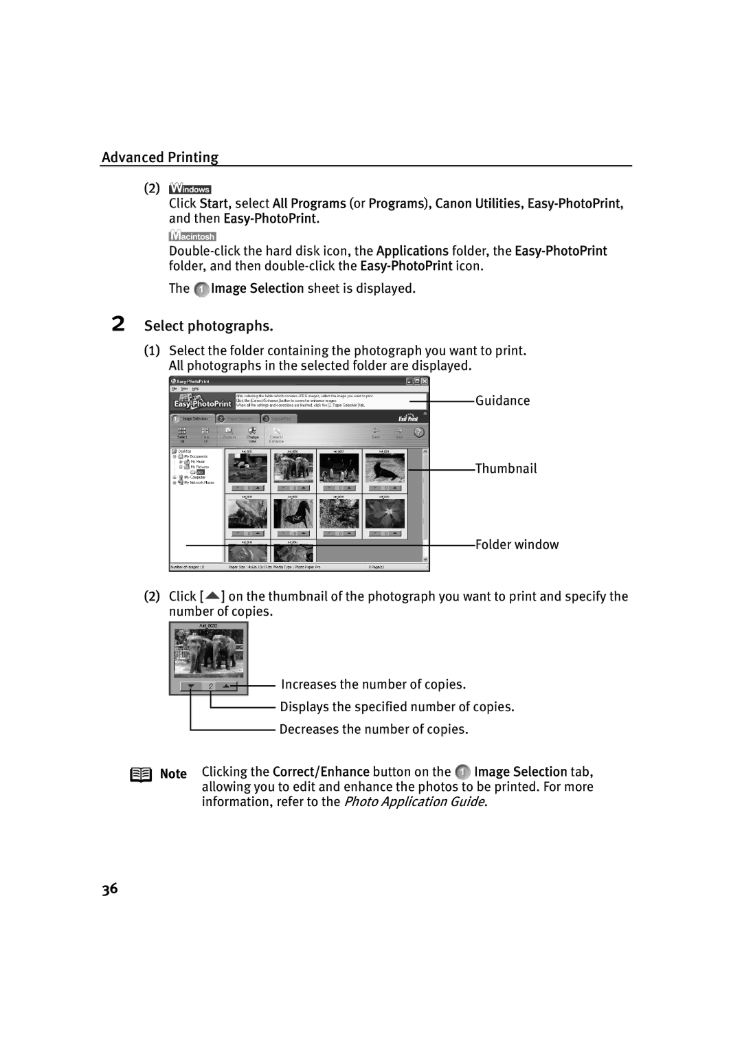 Canon IP2000 quick start Select photographs 