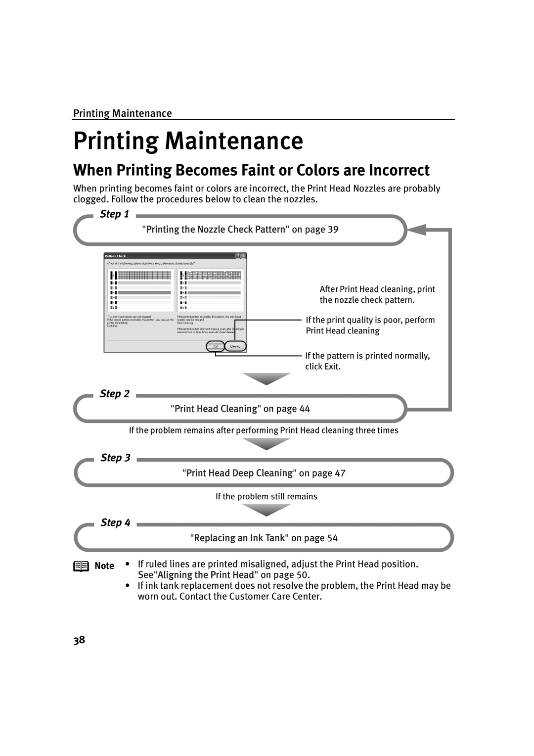 Canon IP2000 quick start When Printing Becomes Faint or Colors are Incorrect, Printing Maintenance 