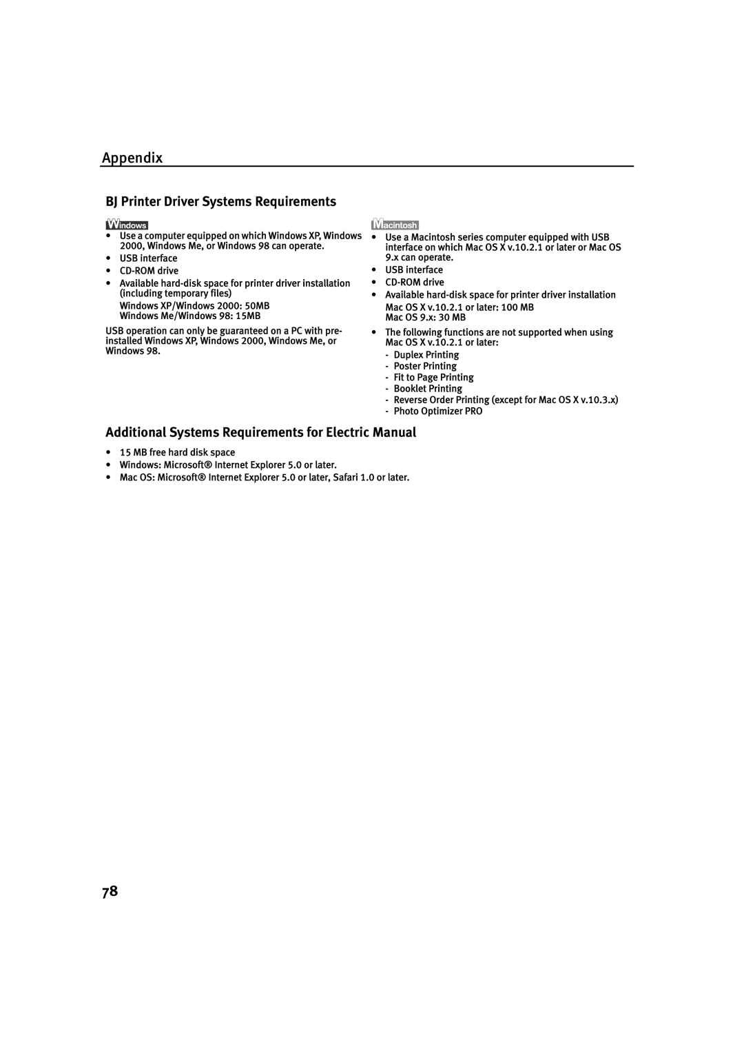 Canon IP2000 quick start BJ Printer Driver Systems Requirements 