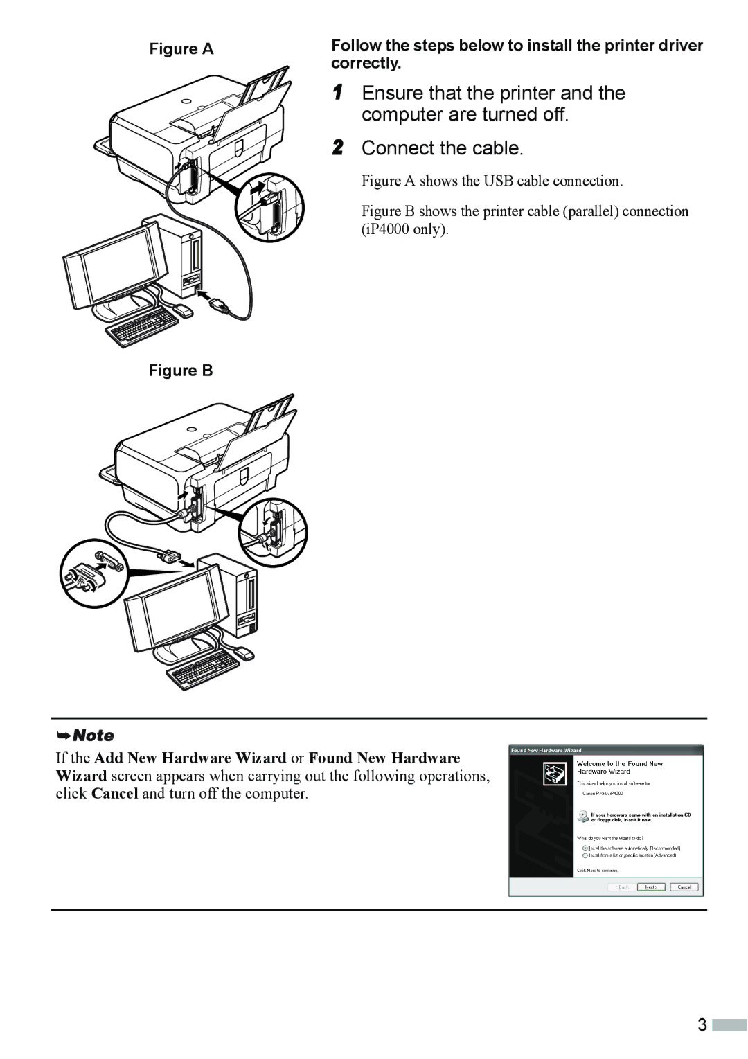 Canon IP4000, ip3000 quick start Figure a 