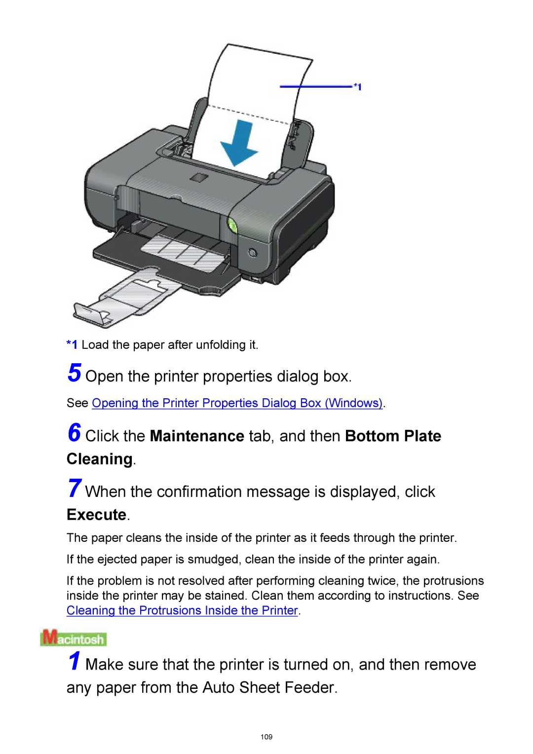 Canon iP3300 manual Click the Maintenance tab, and then Bottom Plate Cleaning 