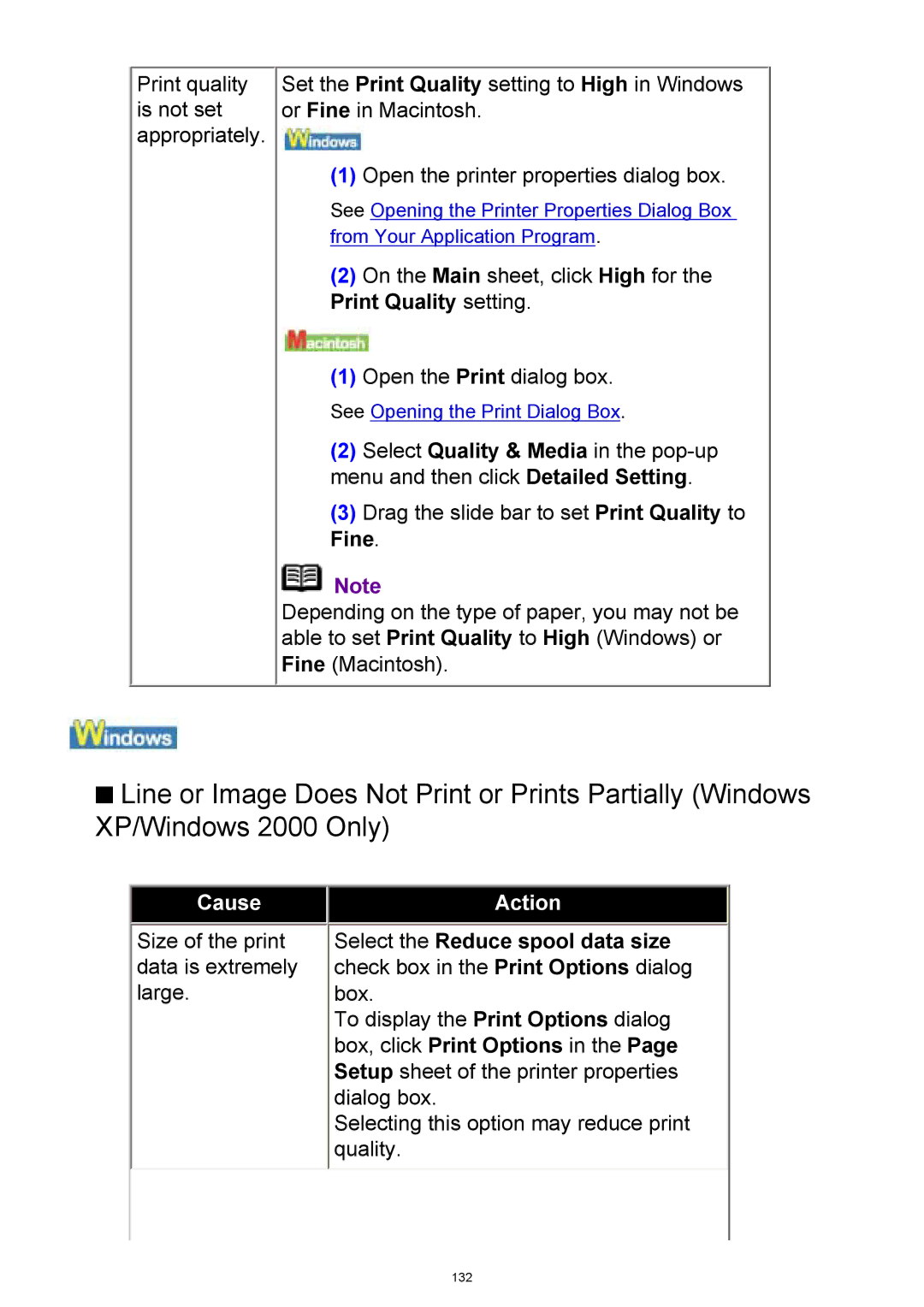 Canon iP3300 manual Print Quality setting, Fine, Select the Reduce spool data size 