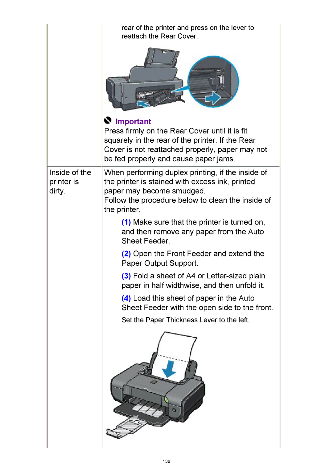 Canon iP3300 manual Press firmly on the Rear Cover until it is fit 