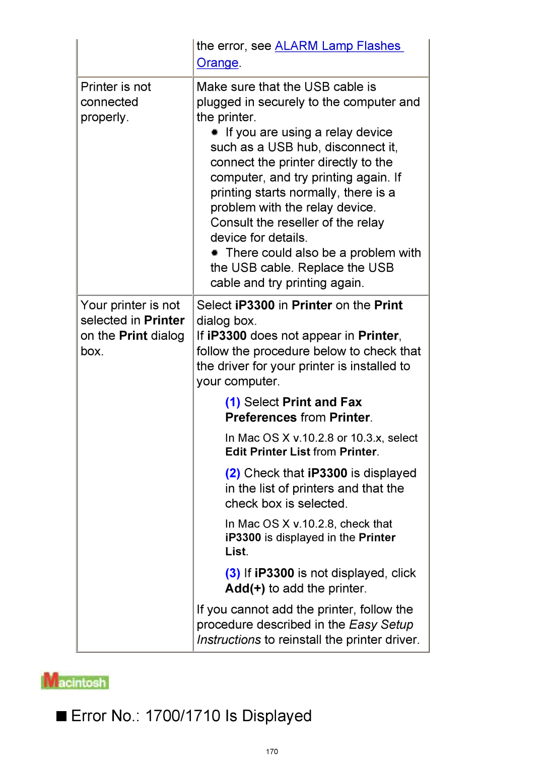 Canon manual Error No /1710 Is Displayed, Select iP3300 in Printer on the Print, Select Print and Fax 