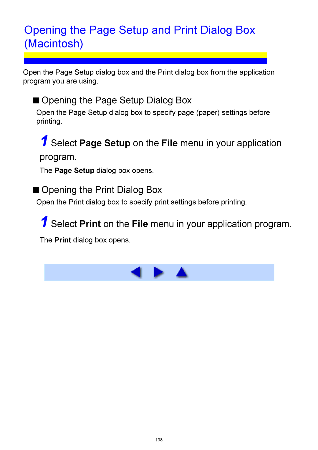 Canon iP3300 manual Opening the Page Setup and Print Dialog Box Macintosh, Opening the Page Setup Dialog Box 