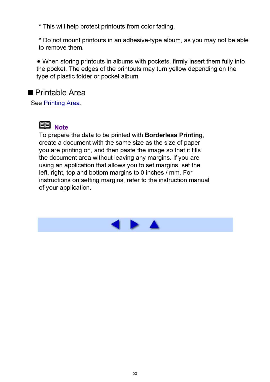 Canon iP3300 manual Printable Area 