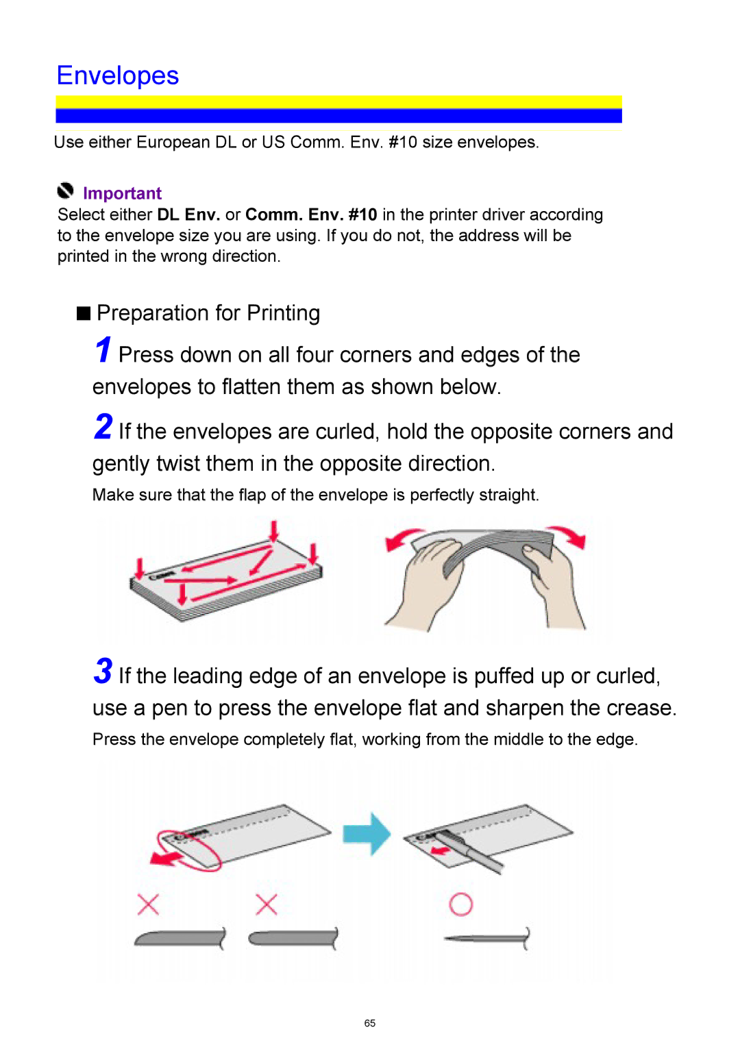 Canon iP3300 manual Envelopes 