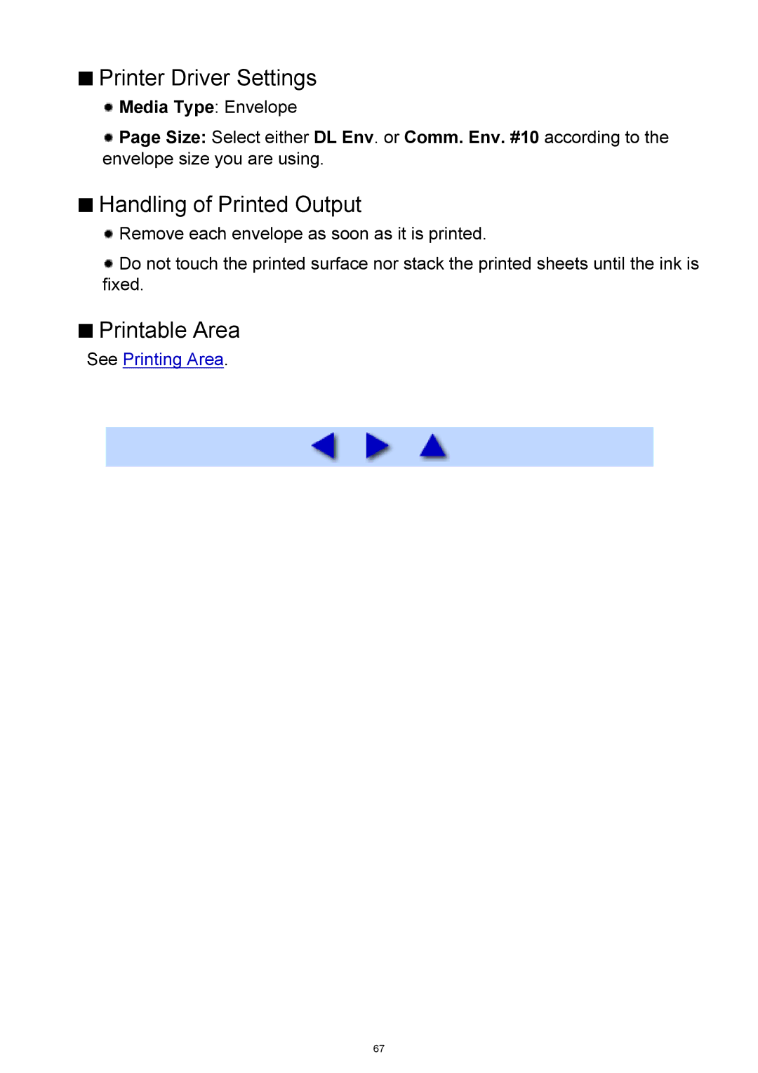 Canon iP3300 manual Printer Driver Settings, Media Type Envelope 