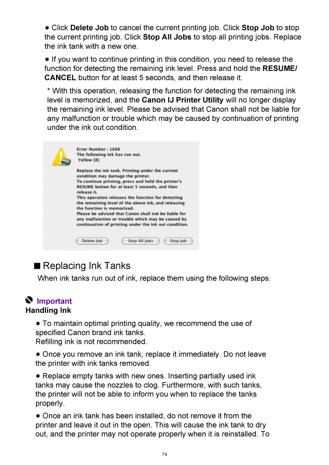 Canon iP3300 manual Replacing Ink Tanks, Handling Ink 