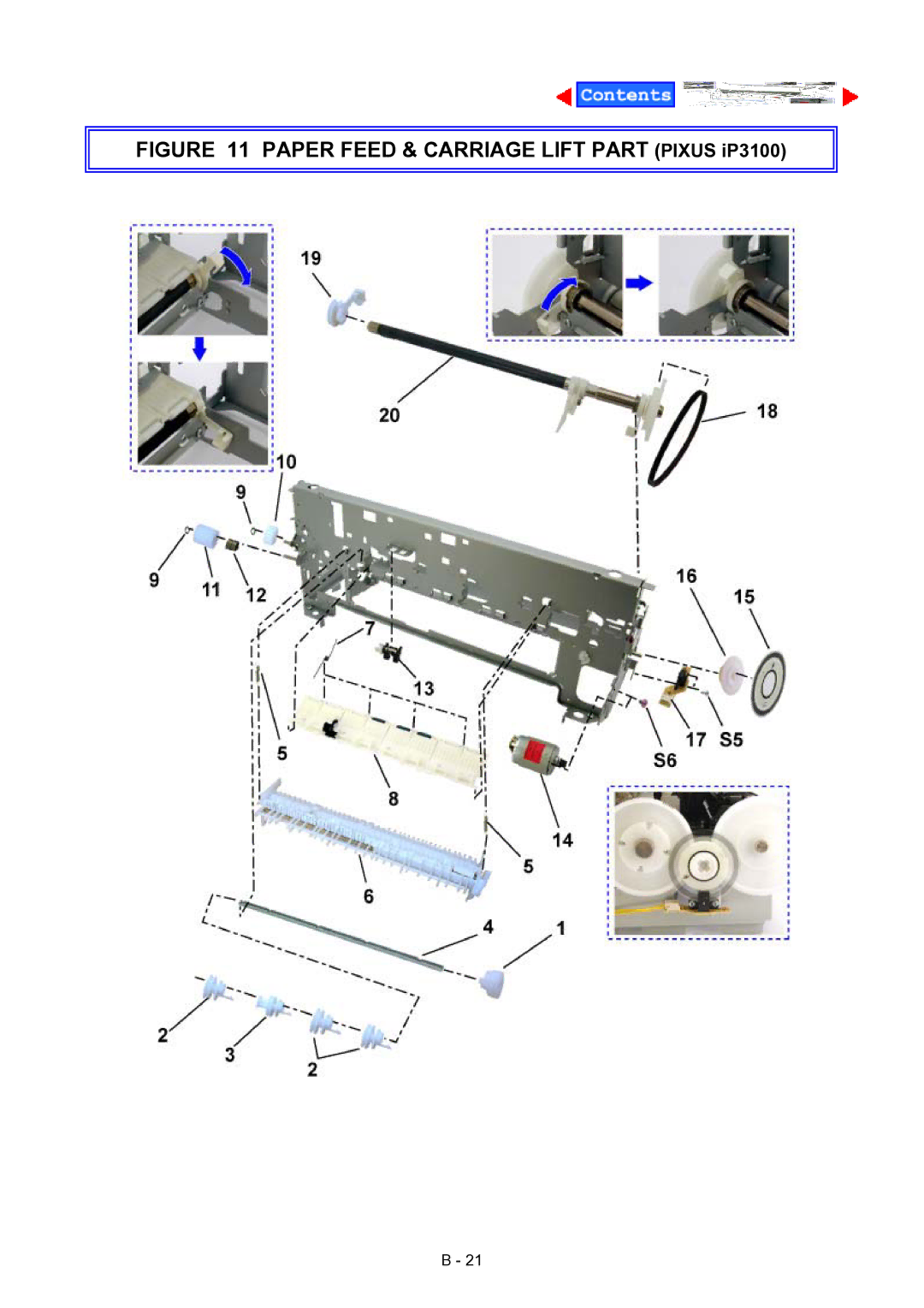 Canon IP3100, IP4000, IP4100 manual Paper Feed & Carriage Lift Part Pixus iP3100㩷 