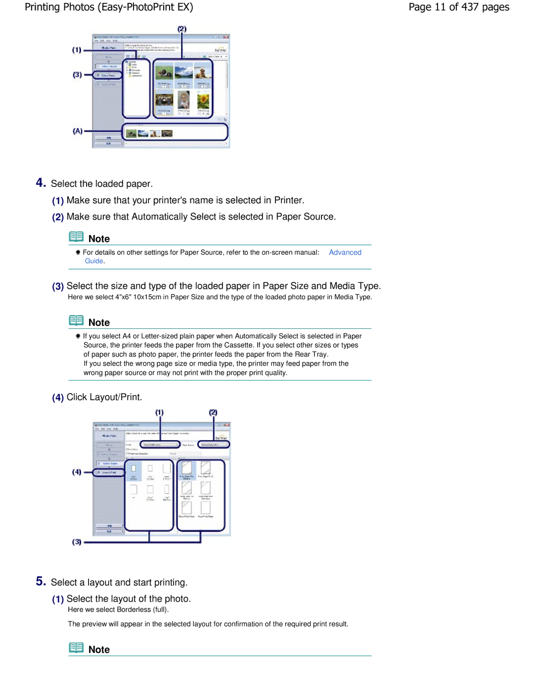 Canon iP4700 manual 11 of 437 pages, Make sure that your printers name is selected in Printer, Select the loaded paper 