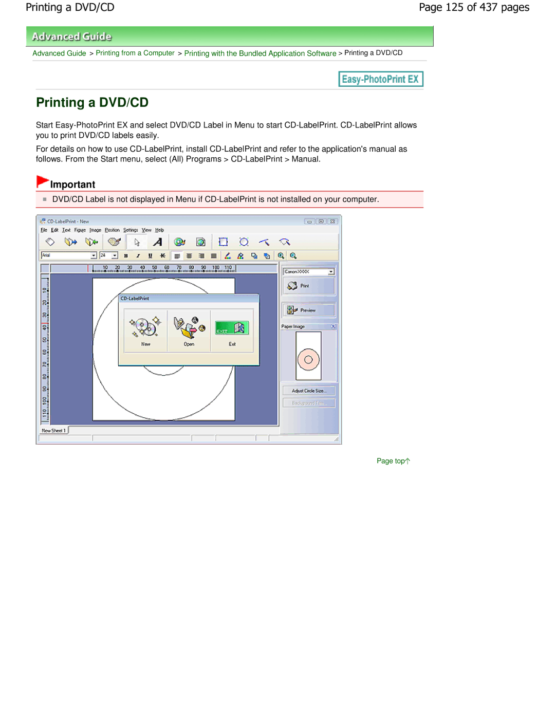 Canon iP4700 manual Printing a DVD/CD, 125 of 437 pages 