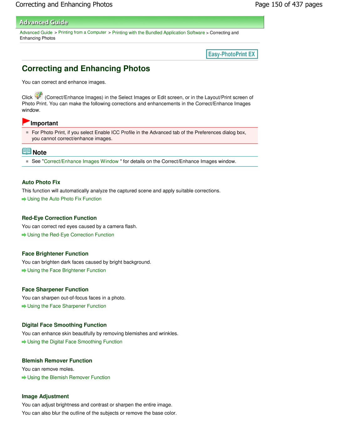 Canon iP4700 manual Correcting and Enhancing Photos, 150 of 437 pages 