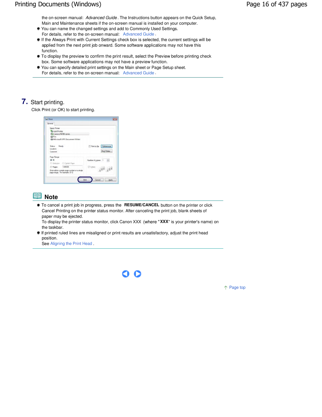 Canon iP4700 manual 16 of 437 pages, Start printing 