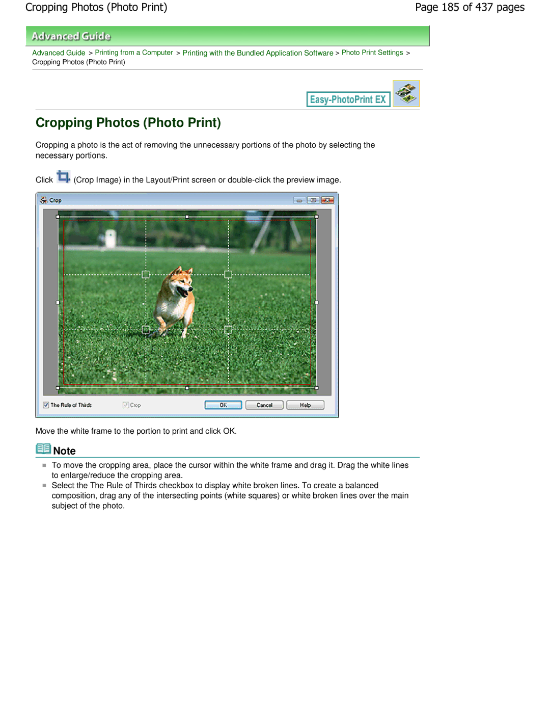 Canon iP4700 manual Cropping Photos Photo Print, 185 of 437 pages 