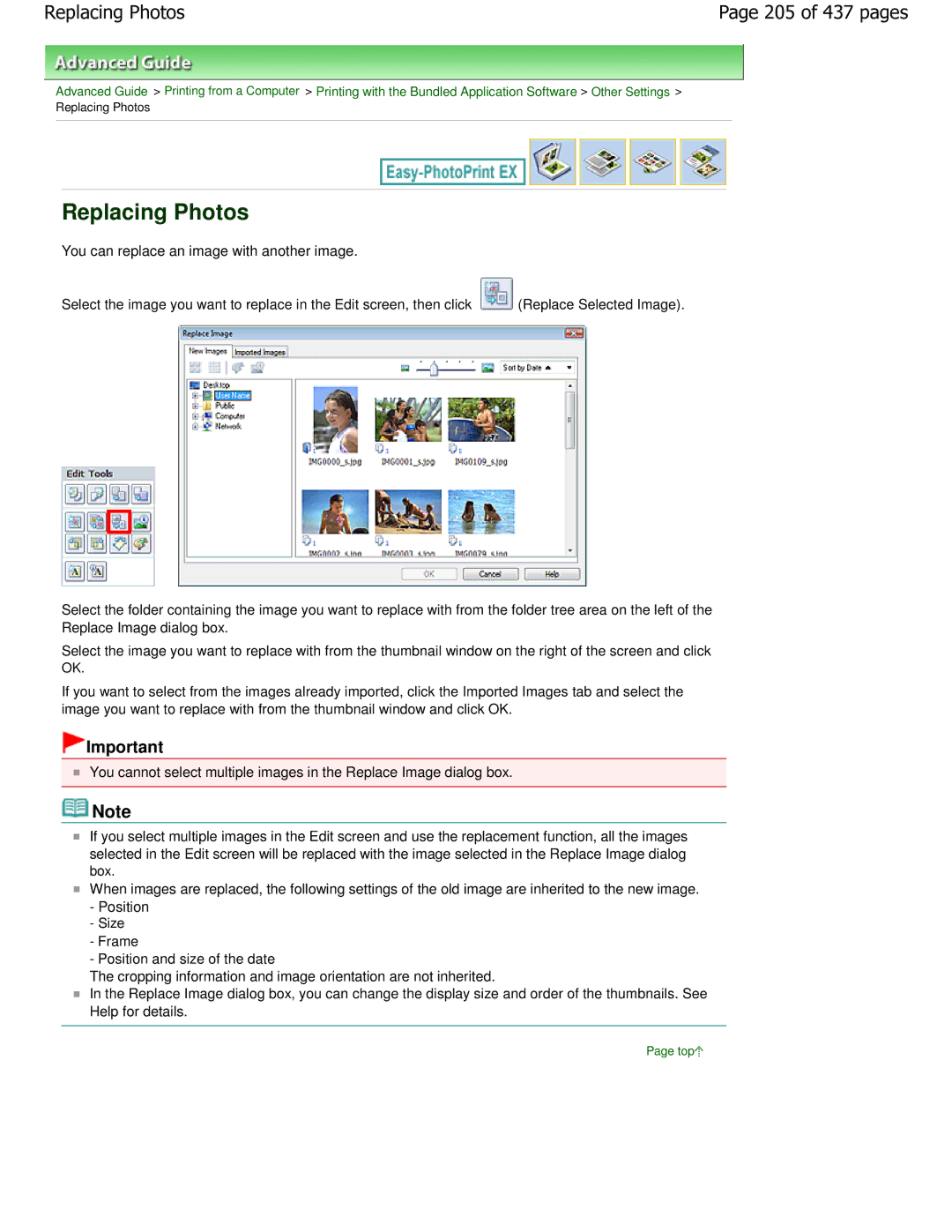 Canon iP4700 manual Replacing Photos, 205 of 437 pages 