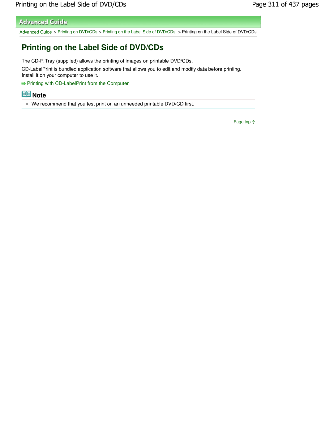 Canon iP4700 manual Printing on the Label Side of DVD/CDs, 311 of 437 pages 