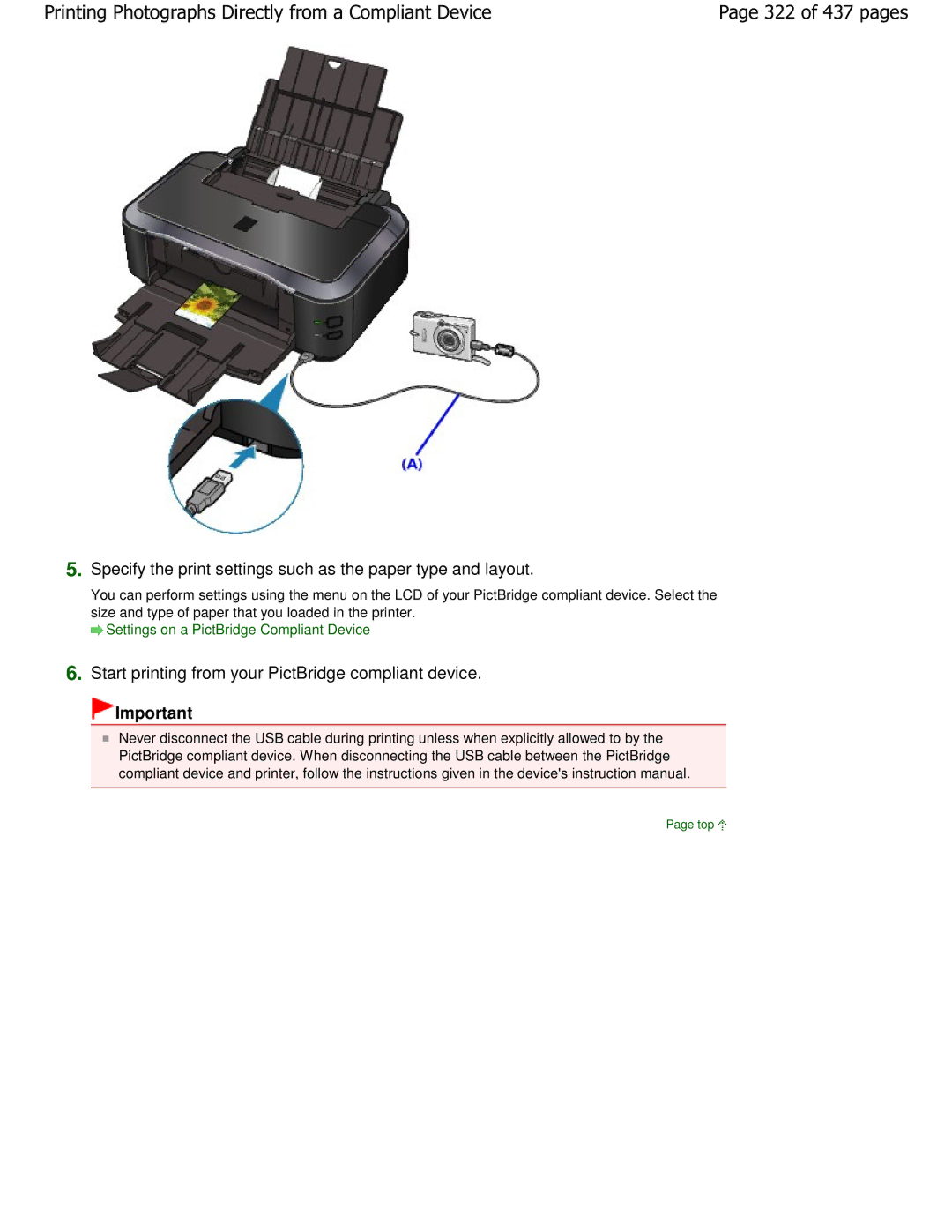 Canon iP4700 manual 322 of 437 pages, Start printing from your PictBridge compliant device 