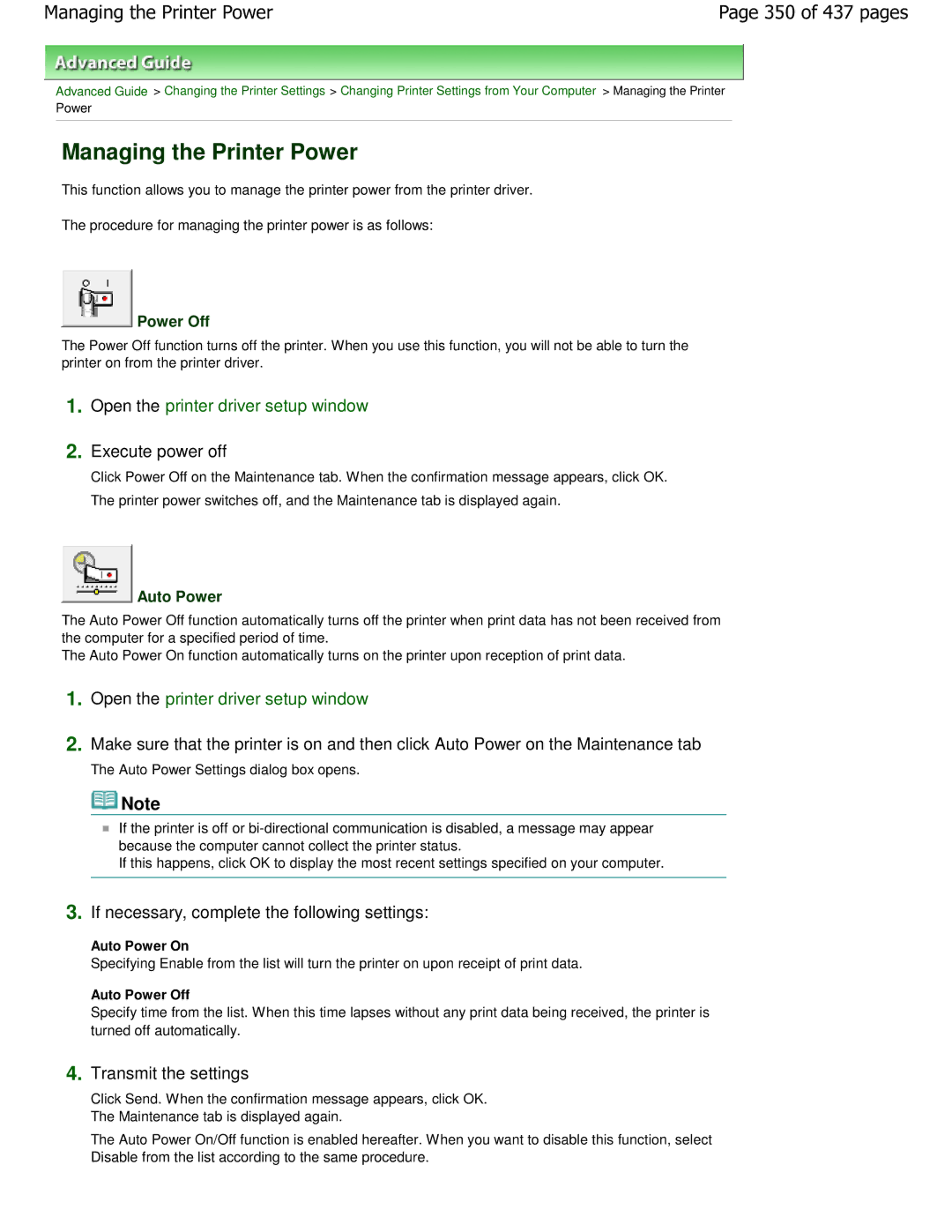 Canon iP4700 manual Managing the Printer Power, 350 of 437 pages, Execute power off 