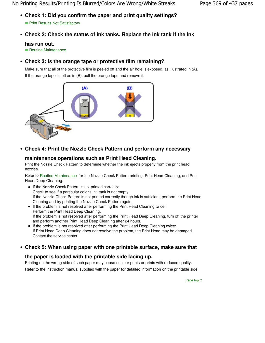 Canon iP4700 manual Check 3 Is the orange tape or protective film remaining?, 369 of 437 pages 