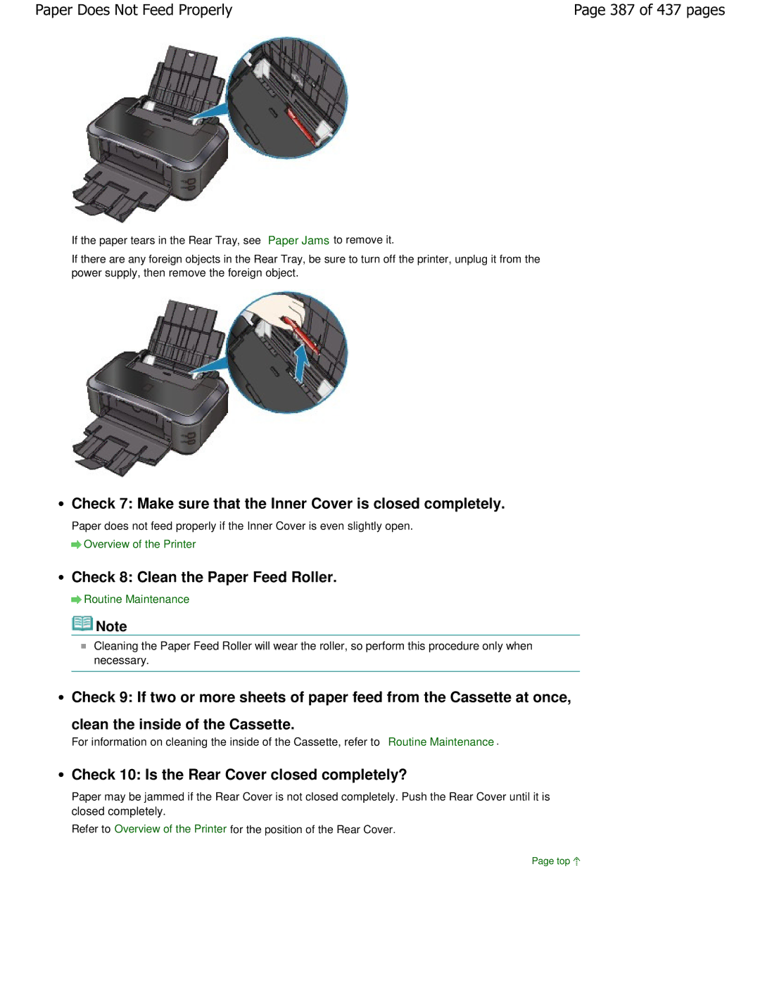 Canon iP4700 manual Check 7 Make sure that the Inner Cover is closed completely, Check 8 Clean the Paper Feed Roller 