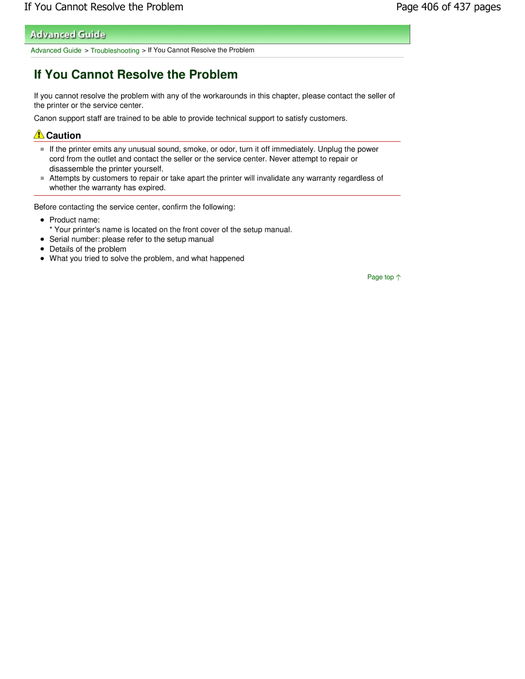 Canon iP4700 manual If You Cannot Resolve the Problem, 406 of 437 pages 