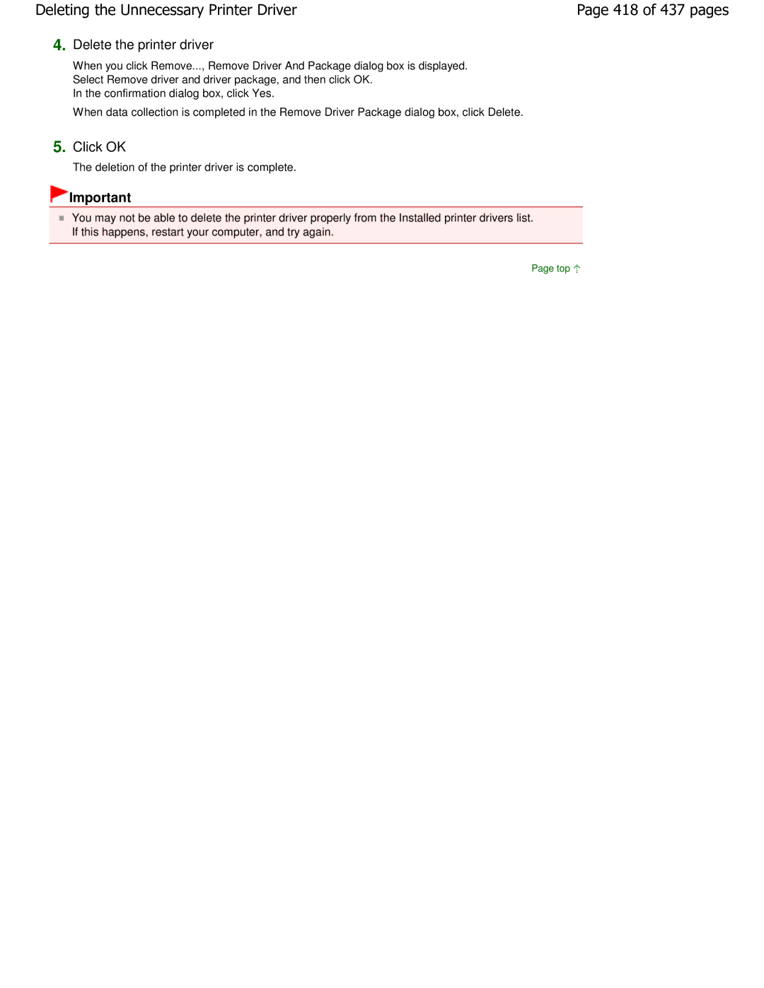 Canon iP4700 manual 418 of 437 pages, Delete the printer driver 