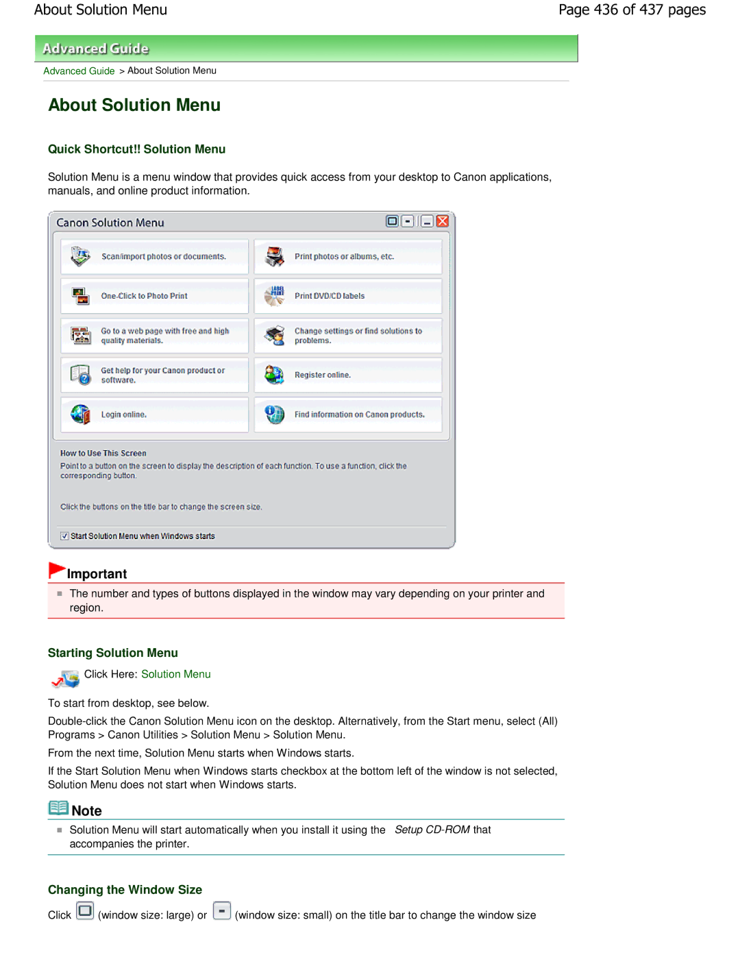 Canon iP4700 manual About Solution Menu, 436 of 437 pages 