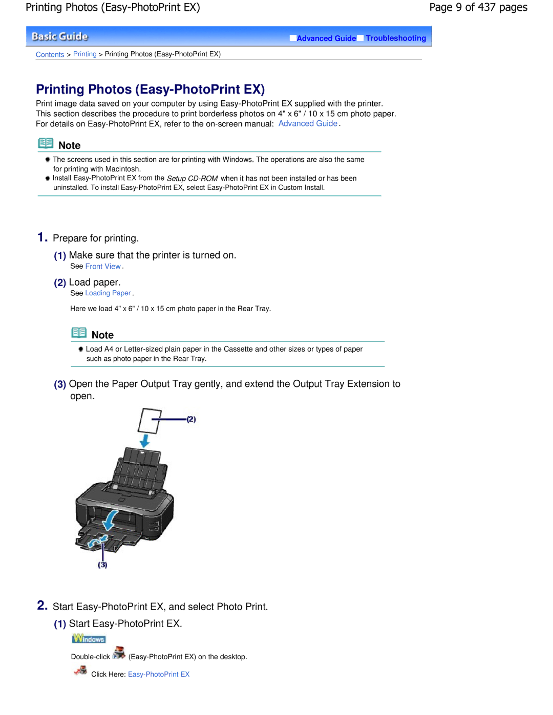 Canon iP4700 manual Printing Photos Easy-PhotoPrint EX 9 of 437 pages, Start Easy-PhotoPrint EX, and select Photo Print 