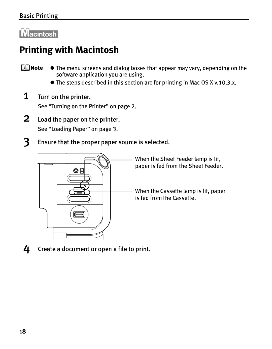 Canon iP5000 quick start Printing with Macintosh, Load the paper on the printer 