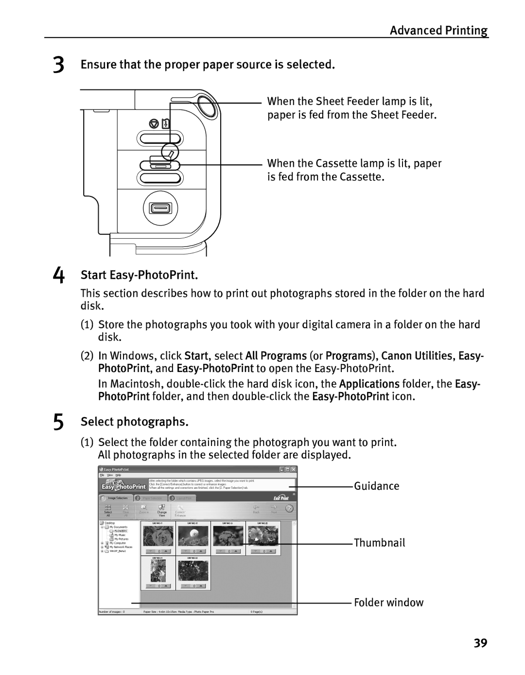 Canon iP5000 quick start Start Easy-PhotoPrint, Select photographs 