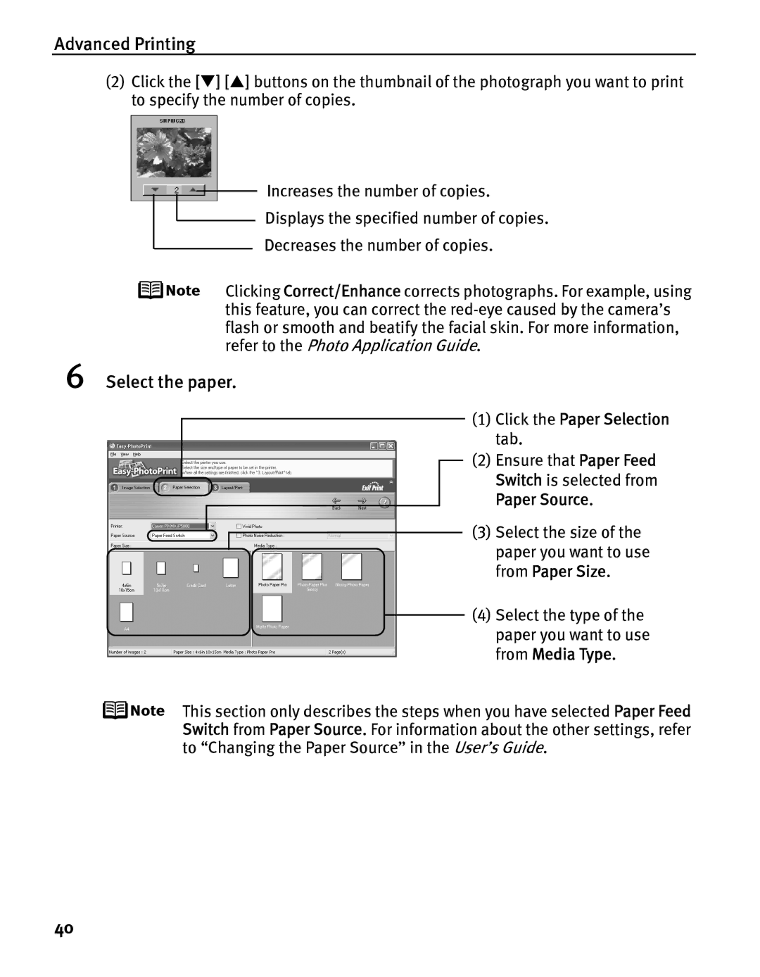 Canon iP5000 quick start Select the paper, Click the Paper Selection tab 