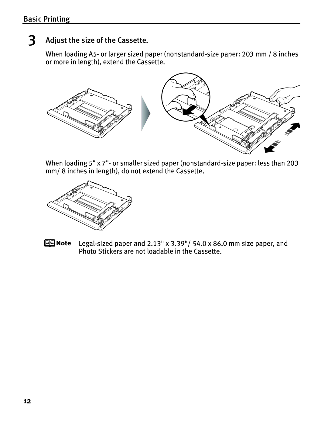 Canon IP5200 quick start Basic Printing Adjust the size of the Cassette 