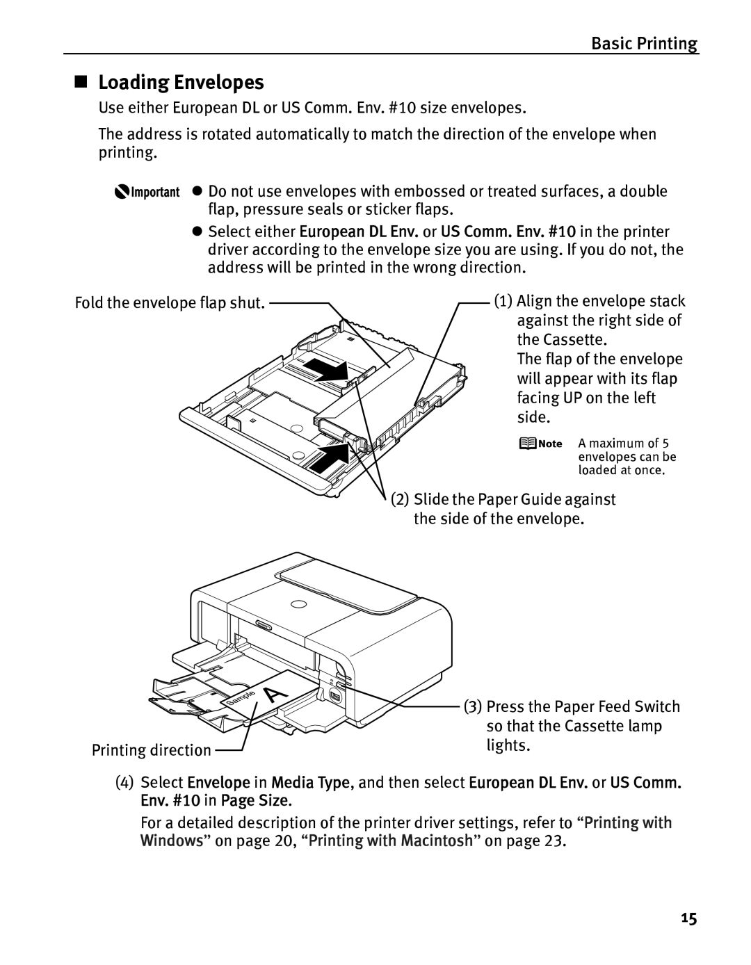 Canon IP5200 quick start Against the right side 