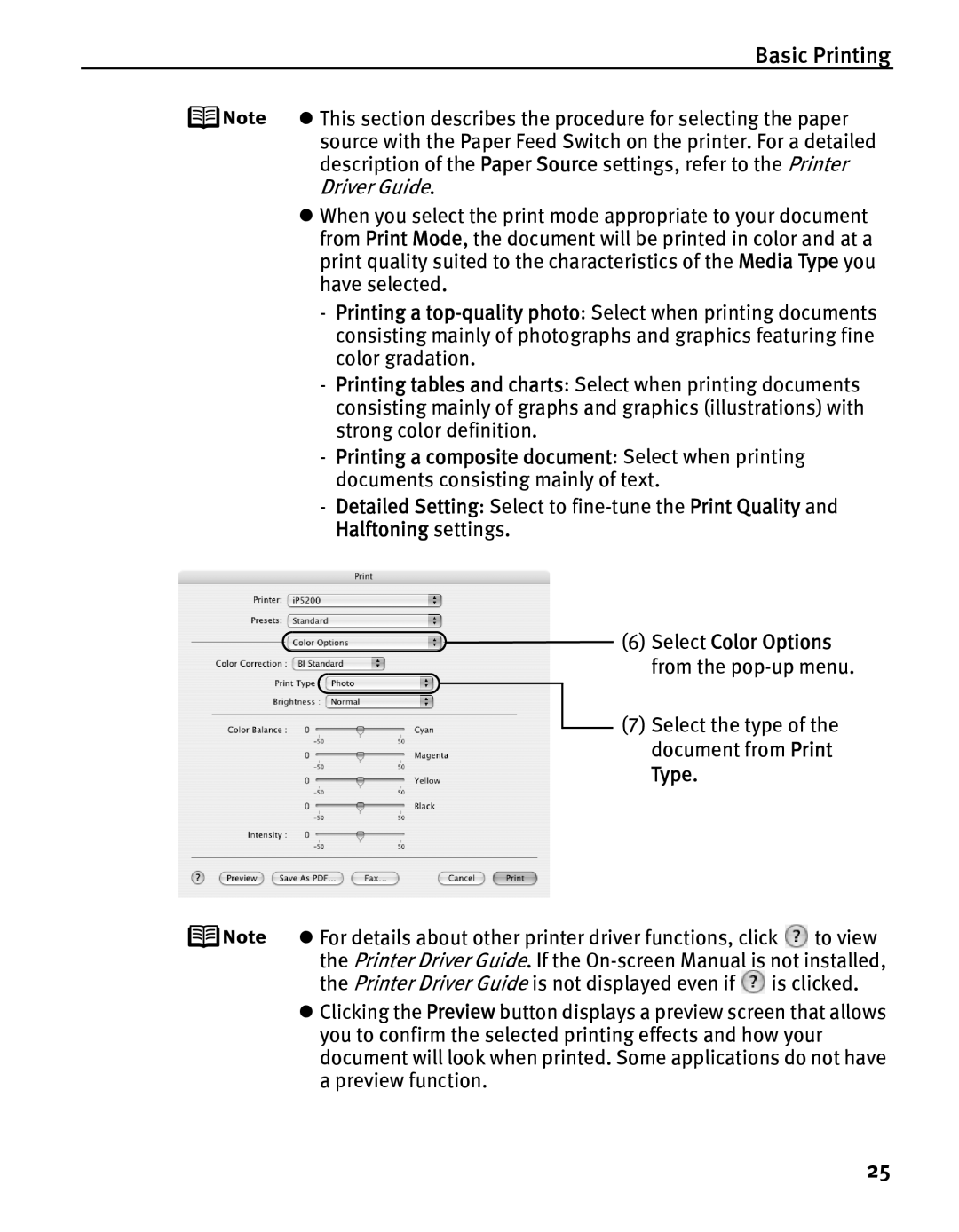 Canon IP5200 quick start Basic Printing 