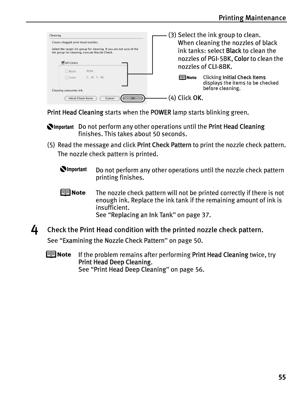 Canon IP5200 quick start Printing Maintenance 