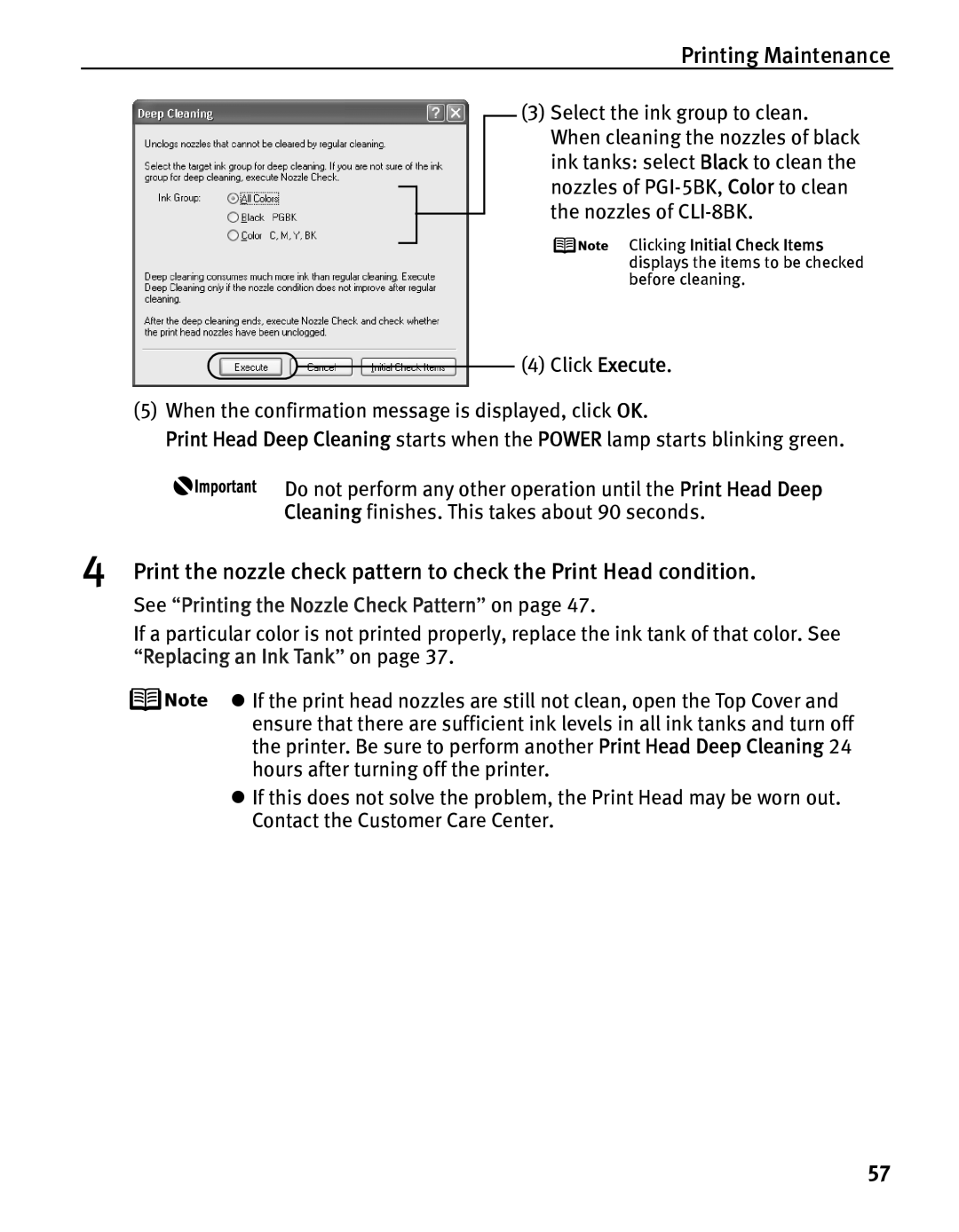 Canon IP5200 quick start See Printing the Nozzle Check Pattern on 