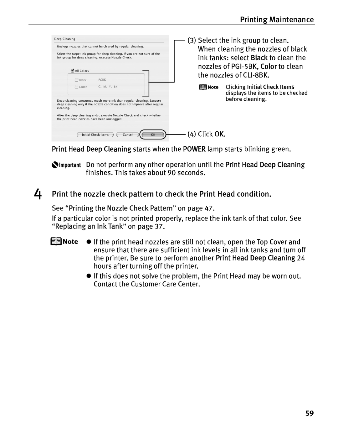 Canon IP5200 quick start Printing Maintenance 