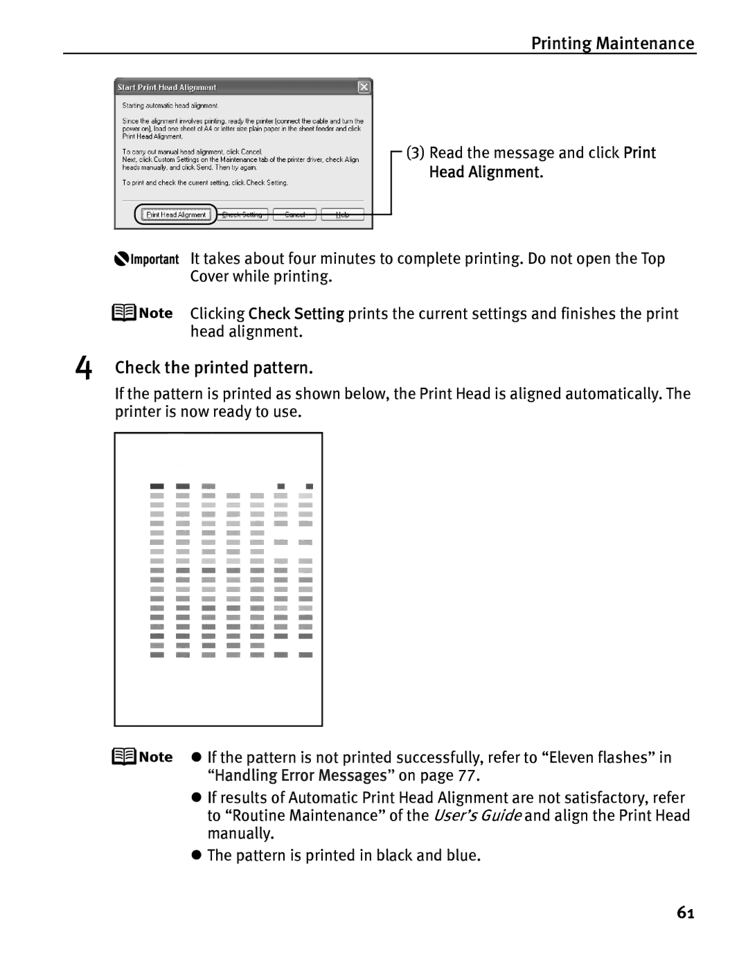 Canon IP5200 quick start Check the printed pattern 