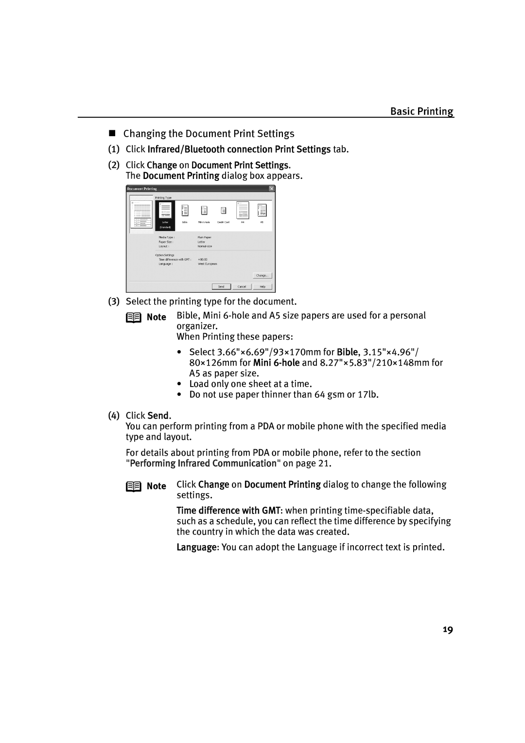 Canon IP90 quick start Basic Printing „ Changing the Document Print Settings 