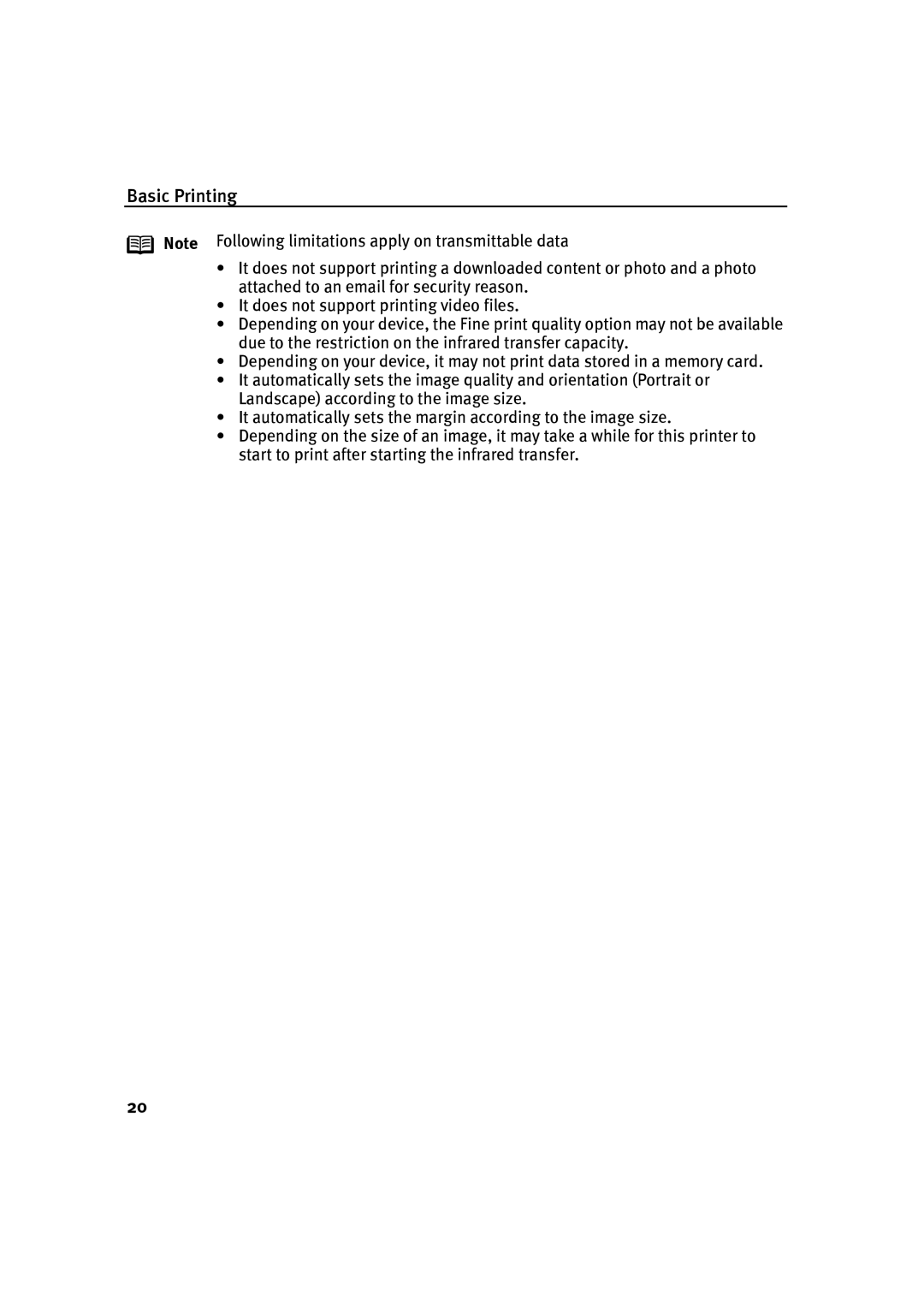 Canon IP90 quick start Basic Printing 