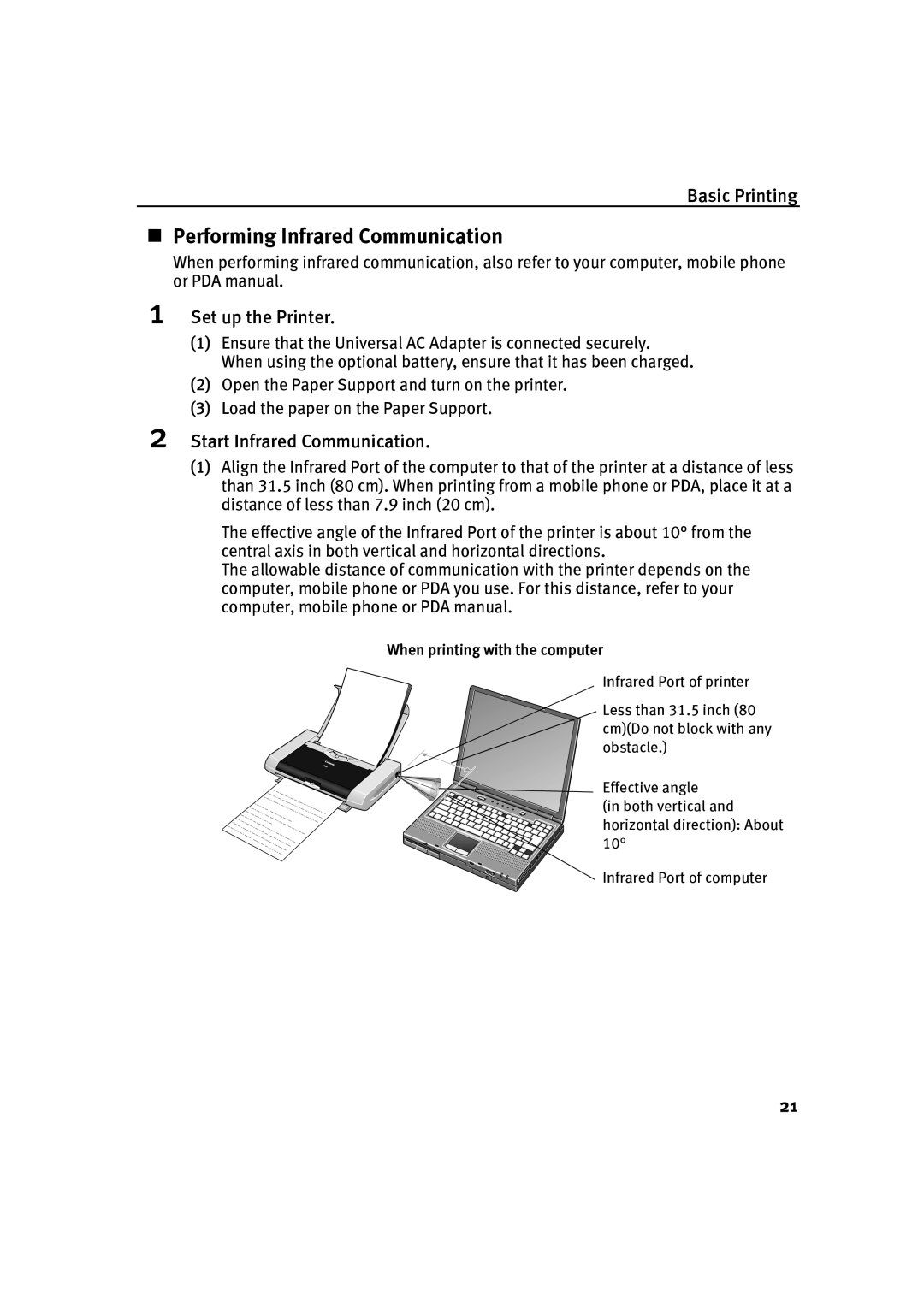 Canon IP90 quick start „ Performing Infrared Communication, Start Infrared Communication 