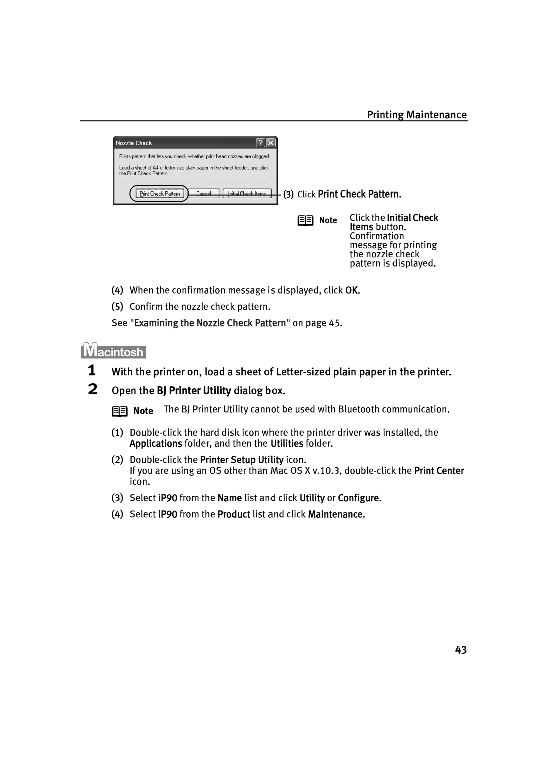 Canon IP90 quick start Click Print Check Pattern 