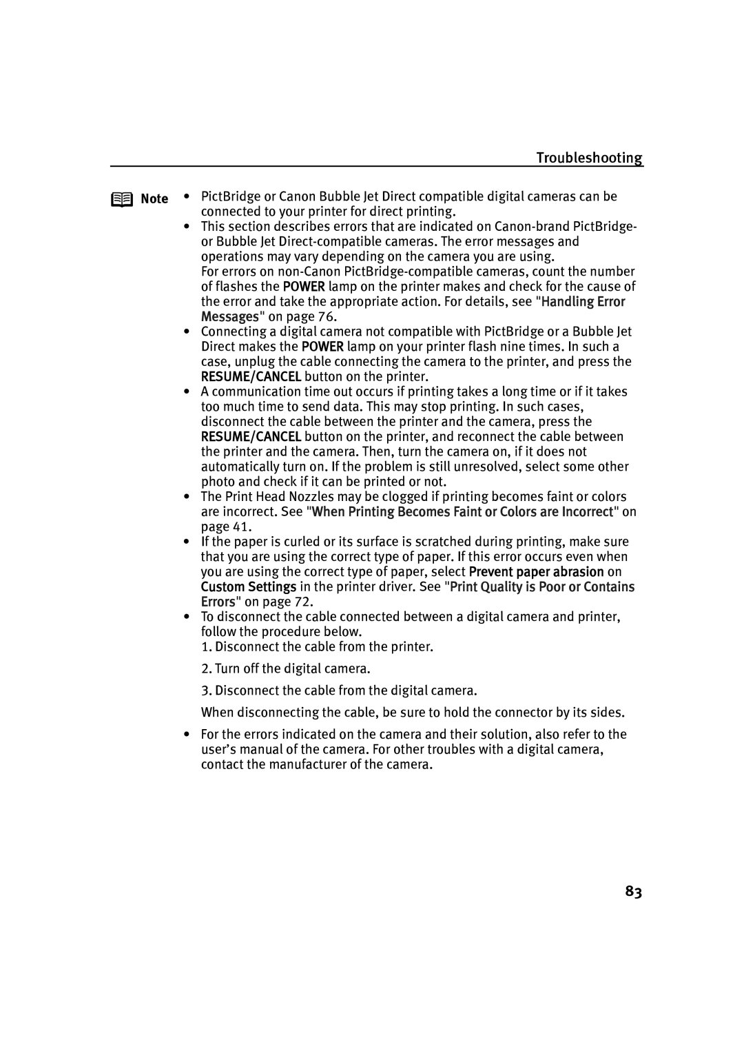 Canon IP90 quick start Troubleshooting 