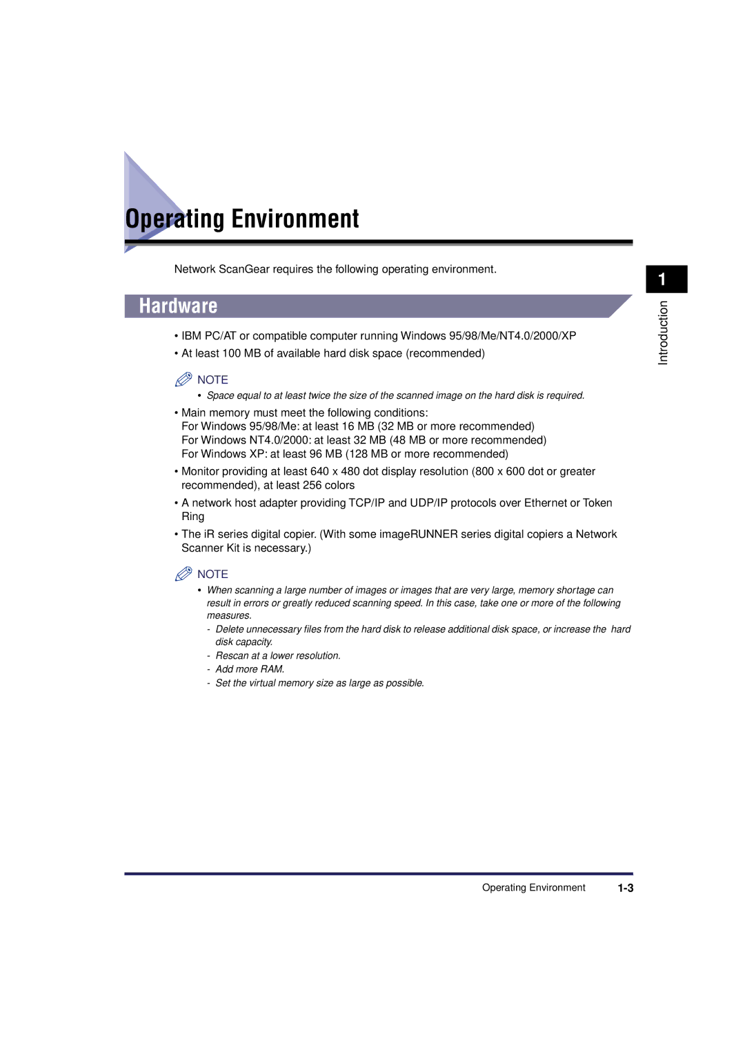 Canon iR Series manual Operating Environment, Hardware 