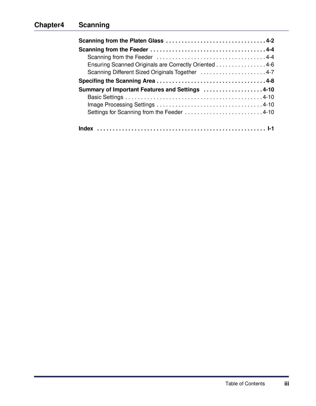 Canon iR Series manual Scanning from the Platen Glass -2 Scanning from the Feeder, Index, Iii 