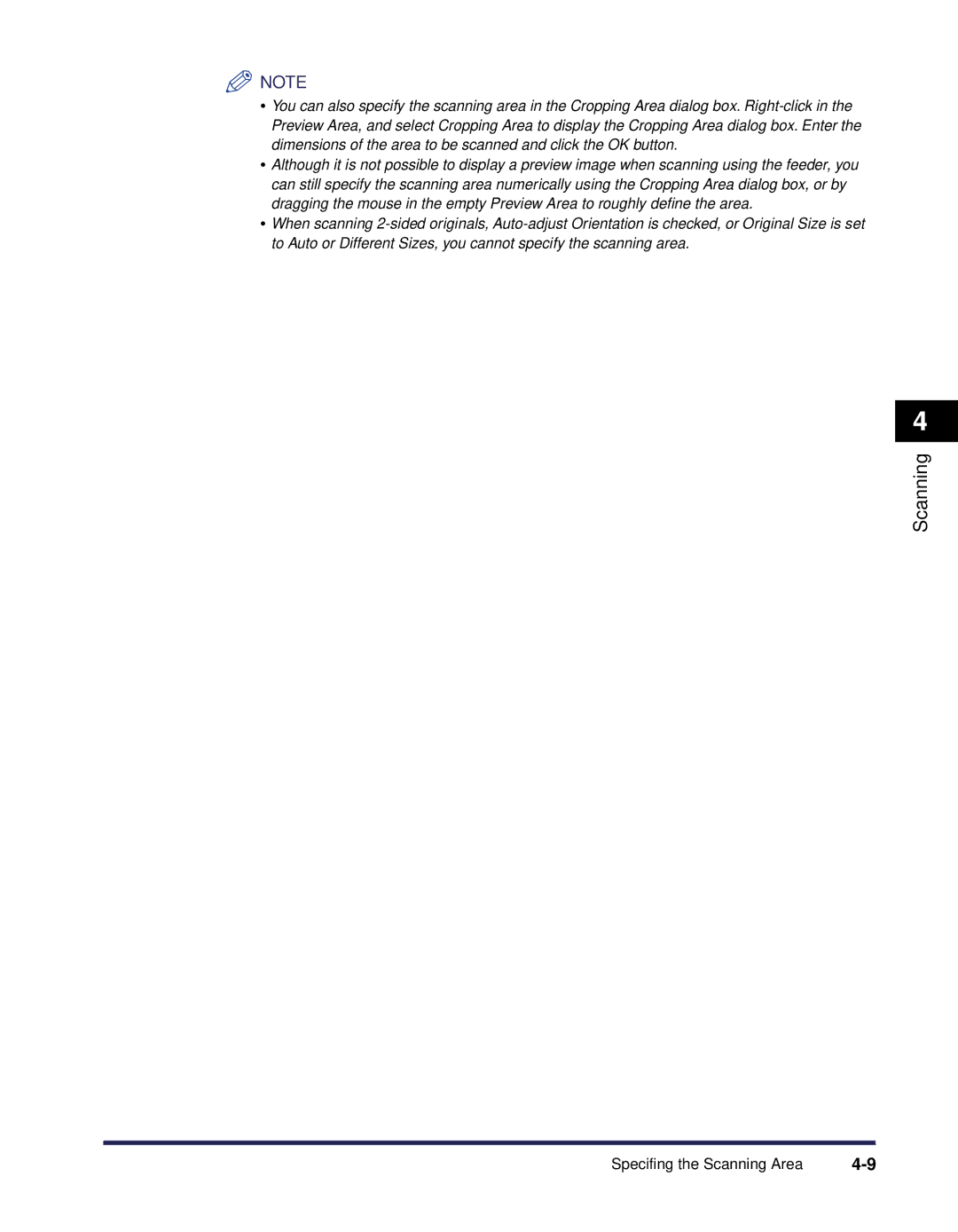 Canon iR Series manual Specifing the Scanning Area 